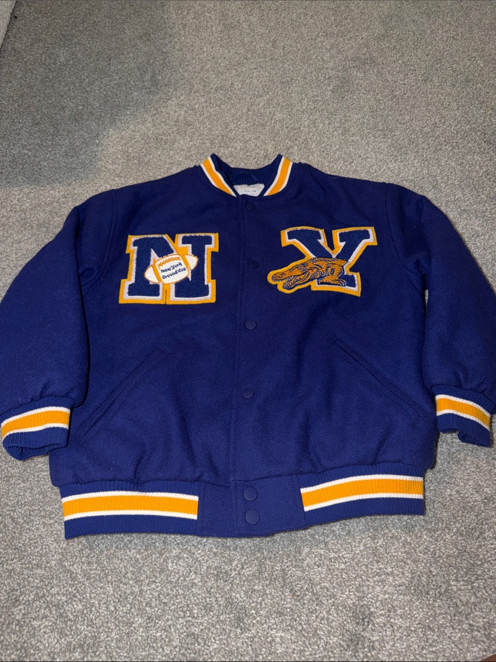Zara Kids Navy and Gold Letterman Jacket